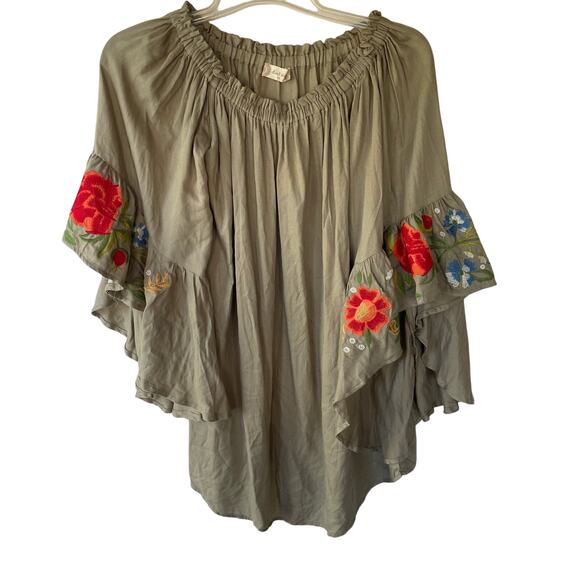 Altar’d State Size XS Emnroidered Khaki babydoll - Picture 1 of 9